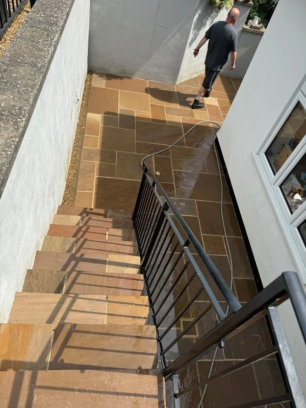 Patio & steps jet wash, after