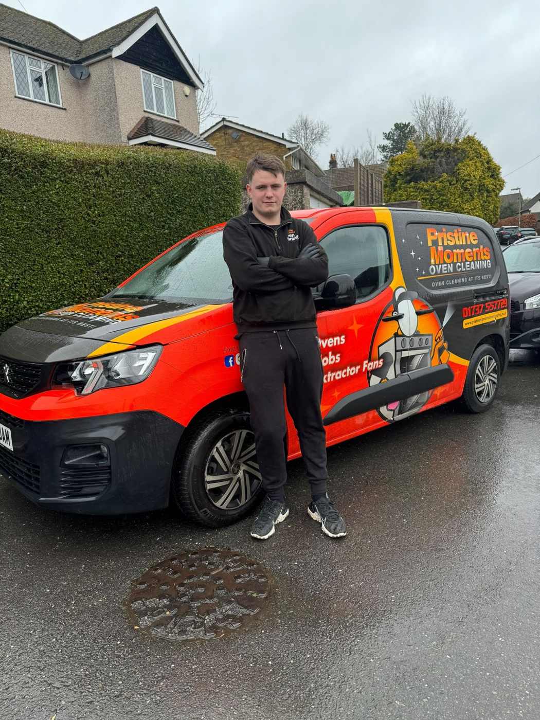 Stephen, owner of Pristine Moments Cleaning, with his van in Coulsdon